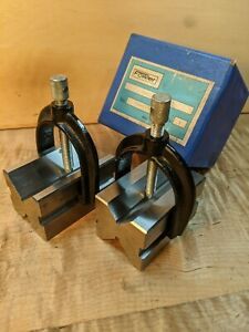 Vintage Fowler V Block &amp; Clamp Set No. 52-437-002
