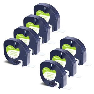 7PK Black on White Label Tape Paper Refills for DYMO LetraTag 100T 91330 12mm