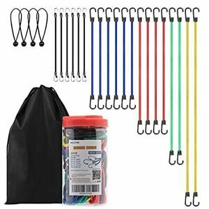 Heavy Duty Assortment Bungee Cords with Hooks 24pcs Heavy Duty Bungie Cord Set