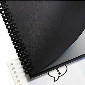 GBC 9742491 Leather Look Binding System Covers- 11 x 8-1/2- Black- 100 Sets/Box