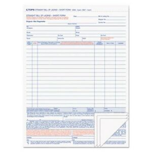 Tops Bill of Lading,16-Line, 8-1/2 x 11, 4-Part Carbonless, 50 Forms (TOP3847)