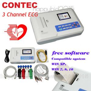 DigIital 3-channel color ECG machine EKG Electrocardiograph PC software ECG300G
