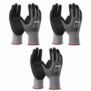 Safety Work Gloves MicroFoam Nitrile Coated-3 Pairs Pack,Seamless (Large|Grey)