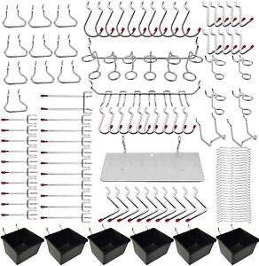 Thinksea Pegboard Hook Assortment 146 PCS Peg Board Accessories, Peg Board Wall