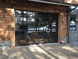 Full View [10x 8&#039;] Dark Bronze Aluminum &amp; Tempered Clear Glass Garage Door
