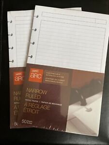 Arc By Staples Narrow Ruled Refill Paper 5.5” X  8.5” 50 Sheets Lot of 2