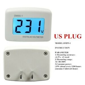 Monitor Voltmeter Volt LCD Measuring Plug In Voltage Test AC 80-300V Hot