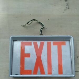 Vintage commerial with Orange &amp; Silver EXIT Sign ~ Wired ~7 1/2 by 11 3/4 inches