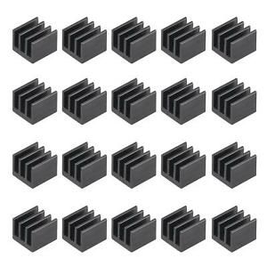 7x7x6mm Black Thermal Sticky Aluminum Heatsink Electronics Cooler 20 Pcs