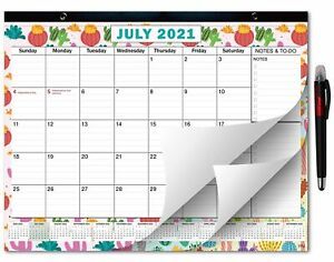 2021-2022 Large Monthly Desk Pad Calendar Planner Academic, Cactus Design wit...