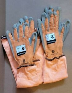(2 Pair) TILSATEC Coated Glove w/Sleeve ANSI Cut A8, Puncture 4, 065PU Sz.11/2XL