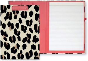 Kate Spade New York Leopard Print Clipboard Folio with Low Forest Feline