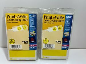 Avery® Printable Removable Color-Coding Labels, 3/4&#034; dia, Yellow, Lot of 2