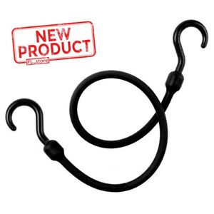 24 Inch Polyurethane Bungee Cord W/ Molded Nylon Hooks Tie Down UV Resist Black