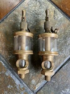 LUNKENHEIMER No 0 FIG.1300 SENTINEL BRASS GLASS OILER Hit Miss Engine Lot Of 2