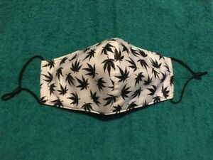 Marijuana - Pot Leaf - White Face Mask - Adult Unisex - Brand New - Reusable