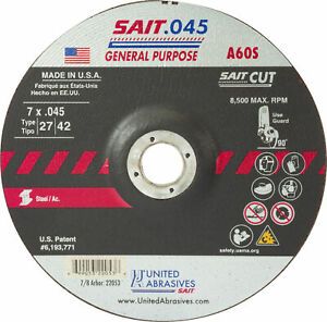United Abrasives 22053 A60S 7x.045x7/8 High Speed Cut-off Wheels 50 pack