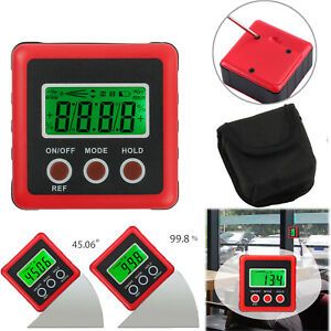 4*90° Digital Inclinometer Angle Finder Gauge Protractor Level Box Magnetic Base