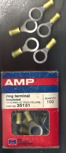 Amp 35151 ring terminal 12-16 awg 1/2&#034; stud insulated yellow for sale