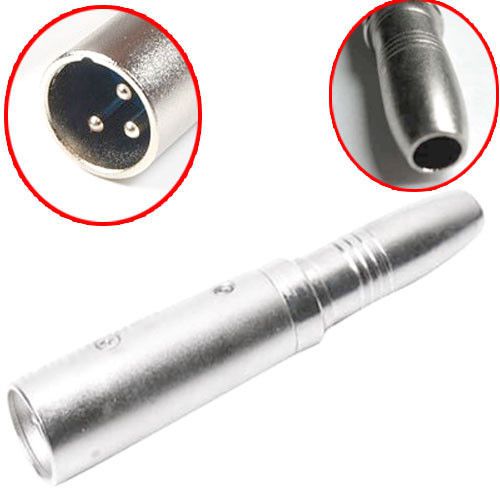 1PCS 6.35mm Adaptors - 3 Pin XLR Male 3-Pole to 6.35mm 1/4&#034; Female Jack plug