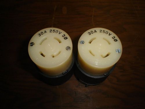 LOT 2 used HUBBELL Female TWIST-LOCK #231A 30A 250V plug end sockets no reserve