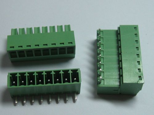 150 pcs Screw Terminal Block Connector 3.81mm Angle 8 pin Green Pluggable Type