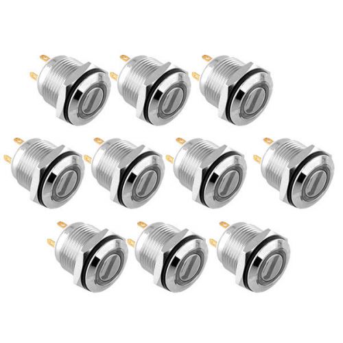 10PCs 16mm Red LED Momentary Push Button Switch Flat Round Pin Terminals Boat