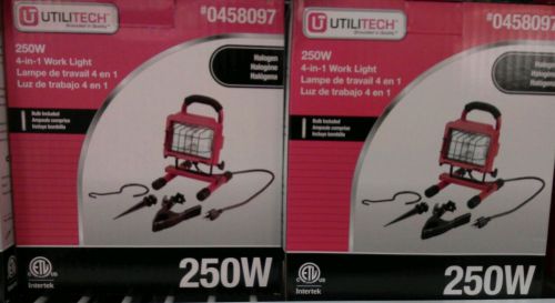 2 x Utilitech 250 w Portable work light Model #  0458097 - 4 in 1 Work Light