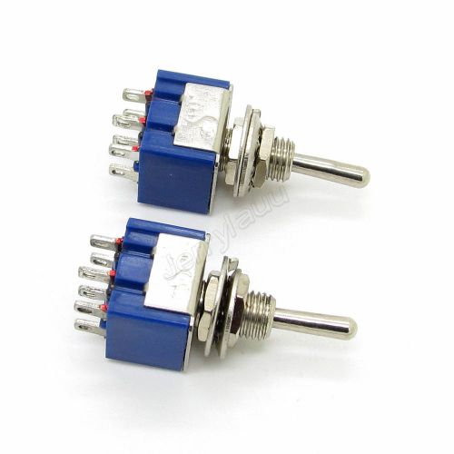 2pcs Blue Electric 3 Position Toggle Switches DPDT AC 125V 6A TGB3