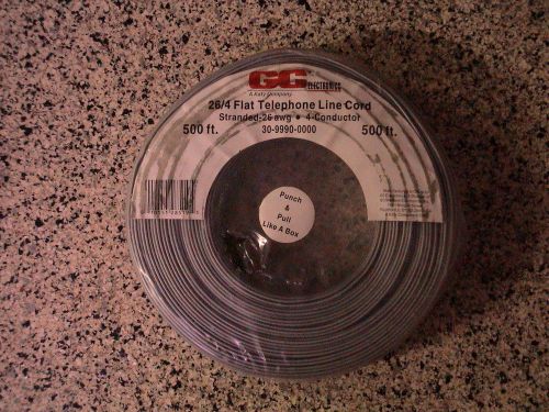 Flat 4-conductor phone cord, 500&#039; roll, unopened