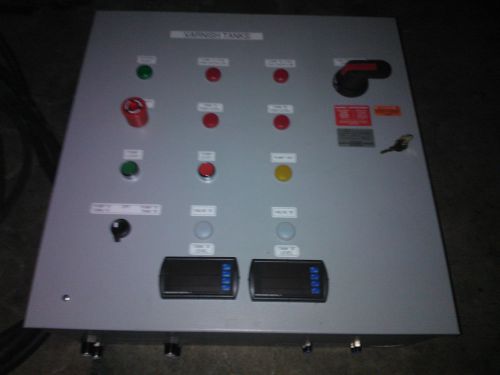 New pump control panel w/dual tank level controllers &amp; ultrasonic level sensors. for sale