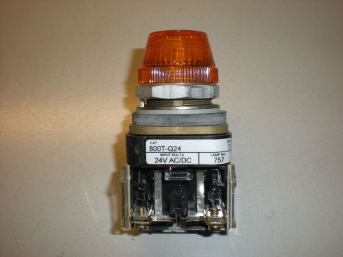 Allen Bradley Cat. No. 800T-Q24 Panel Light - 24VAC/DC - Amber Lens - Tests OK