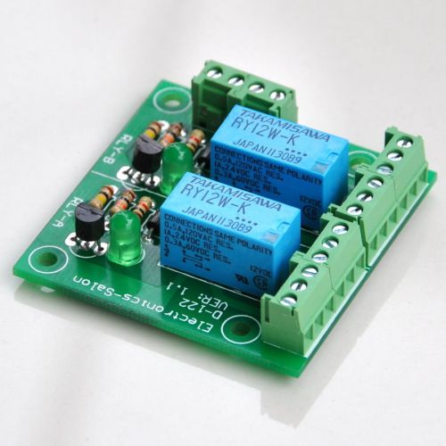 Two dpdt signal relays module board, 12v, for 8051 pic for sale