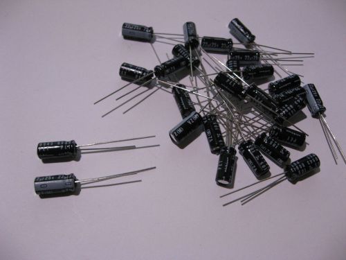 Qty 100 electrolytic capacitors 22 uf 25v 105c deg radial leads - nos for sale