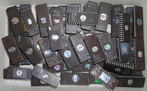 1 LB LOT OF OLD CERAMIC CPU, EPROMS, CHIPS SCRAP GOLD RECOVERY