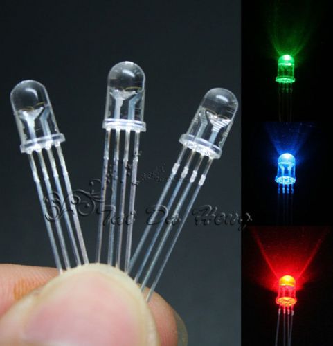 1000PCS 5MM 4PIN RGB Water Clear Common Anode LED Light Lamp Emitting Diode