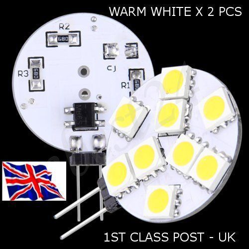 2 pcs - g4 warm white 9 5050 smd led use with -arduino-raspberry pi - camper for sale