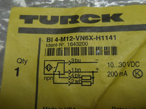 (rr1-2) 1 new turck bi 4-m12-vn6x-h1141 proximity sensor for sale