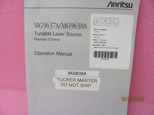 ANRITSU MG9637A/MG9638A Tunable Laser Source - Remote Control Operation Manual