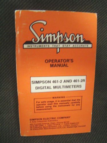 Simpson 461-2 &amp; 461-2R Digital Multimeter User Manual