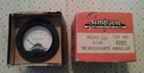VINTAGE SIMPSON M-125 DC MICROAMPERES 0-100 METER NOS IN BOX