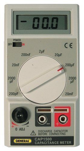 General Tools CAP1500/Digital Wide Range Capacitor Tester with Alligator Leads