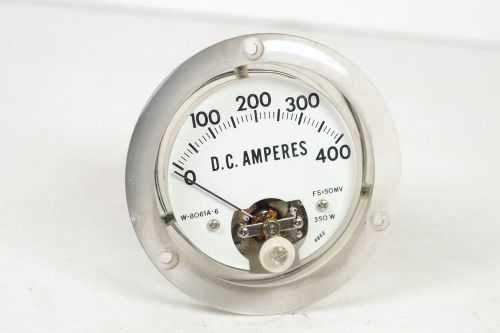W-8061a-6 d.c. amperes 0-400 gauge gage panel meter electrical tool for sale