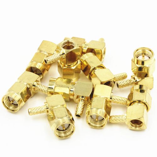 10 x new rp-sma male 90° rf connector crimp for rg174 rg316 cable for sale