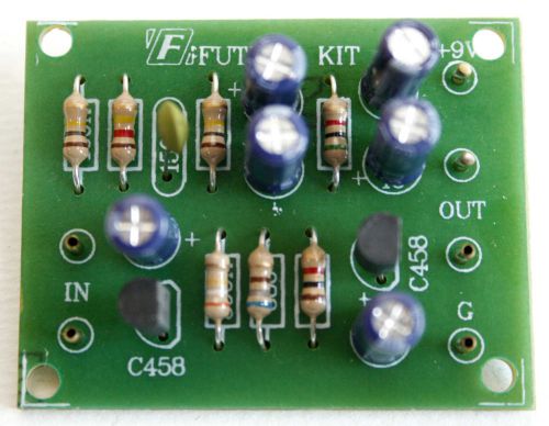 Simple Dynamic Microphone  2 transistor Preamplifier 9VDC  Assembled Kit [FA647]