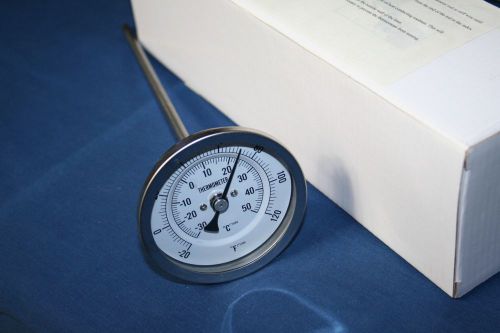 2 new bimetal thermometers -20 to 120f stainless 3&#034; dial 1nfy2 grainger threaded for sale