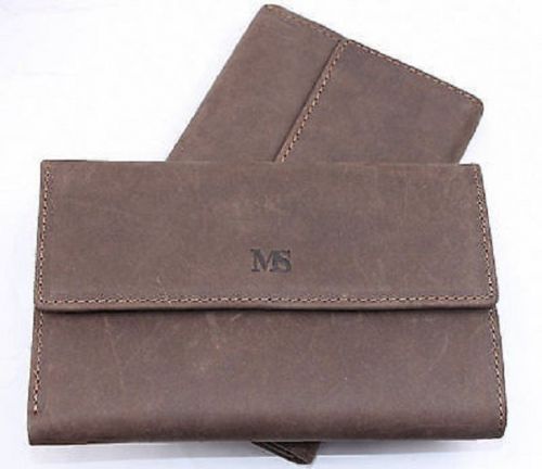 Handmade Vintage Men / Ladies Genuine Cowhide Leather Wallet Bag Brown New 210