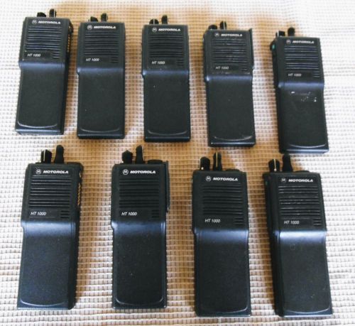 Lot of 9 motorola ht1000 vhf &amp; uhf 2 way portable radios bodies for parts for sale