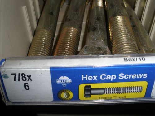 7/8-9 x 6&#034; hex head cap screw bolts yellow zinc (5) total 7/8&#034;  grade 8 for sale