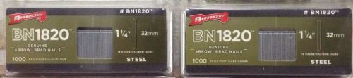 2 Packs of Arrow 1-1/4 Inch 18 Gauge Brad Nails (2000 Nails Total)